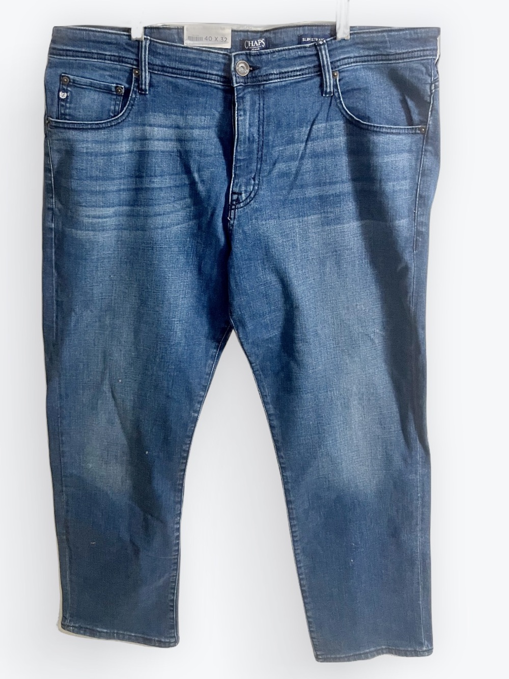 Chaps Men’s Dark Blue Denim Jeans 40x32 Slim Straight NWT New